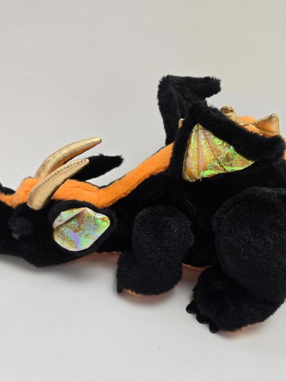 Vintage Webkinz “Lava Dragon” the Black Dragon Plush with No Tag/Code (9 inch)
